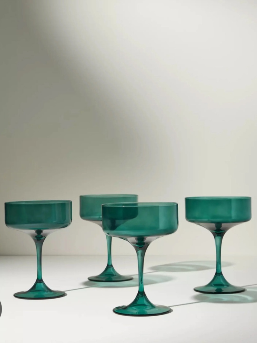 Morgan emerald Coupe set of four green glass